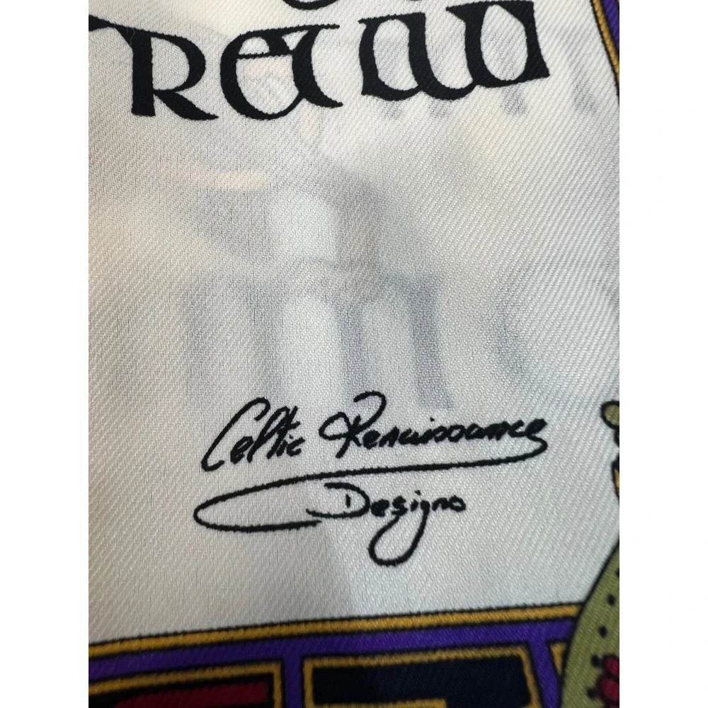 Celtic Renaissance Designs Scarf Medieval Manuscript Art Navy Cream 53x12